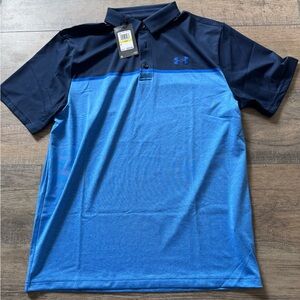 Under Armour Blue Polo Shirt Color-Blocked Design